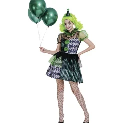 Déguisement adulte Halloween clown robe serre-tête collier - Taille M