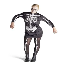 Déguisement adulte Halloween squelette tunique noir et blanc - Taille L