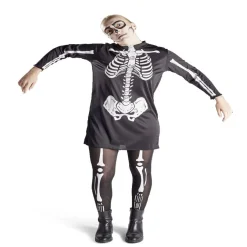 Déguisement adulte Halloween squelette tunique noir et blanc - Taille L