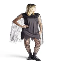 Déguisement adulte Halloween araignée robe et cape noir - Taille L