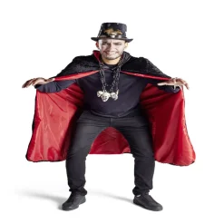 Déguisement adulte magicien cape noir et rouge - Taille unique