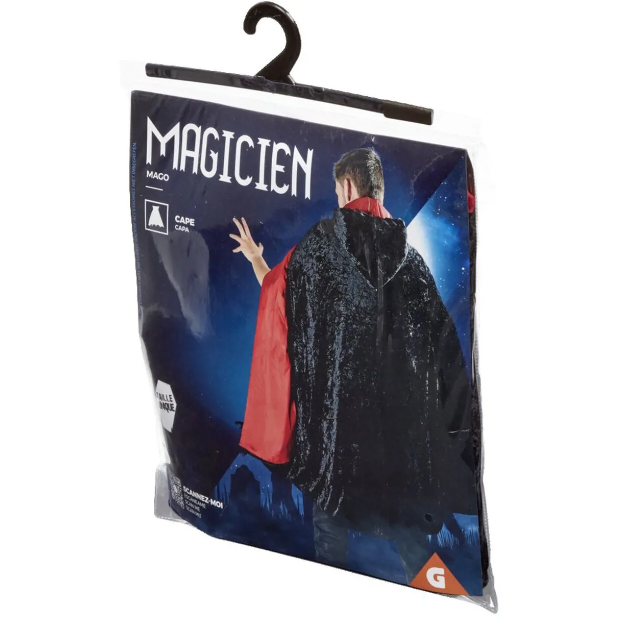 Déguisement adulte magicien cape noir et rouge - Taille unique