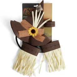 Déguisement adulte épouvantail serre-tête, tour de cou et manchettes