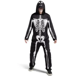 Déguisement adulte squelette combinaison et capuche taille M/L