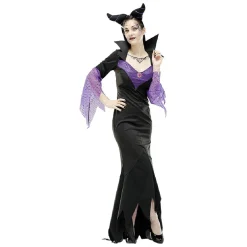 Déguisement adulteHalloween reine maléfique noir violet taille M