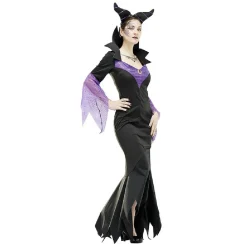 Déguisement adulteHalloween reine maléfique noir violet taille M
