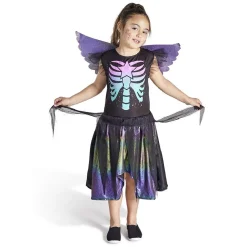 Déguisement enfant fée squelette robe et ailes multicolore 4/6ans