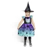 Déguisement enfant Halloween sorcière robe noir bleu violet 7/10 ans