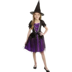 Déguisement enfant Halloween sorcière noir et violet 7/10 ans