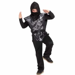 Déguisement enfant Halloween ninja imprimé crâne effet 3D 7/10 ans