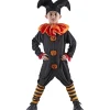 Déguisement enfant Halloween bouffon noir et orange 4/6 ans
