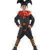 Déguisement enfant Halloween bouffon noir et orange 7/10 ans