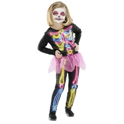 Déguisement enfant Halloween squelette noir et multicolore 4/6 ans