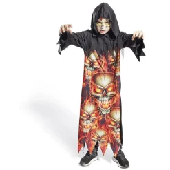 Déguisement enfant Halloween tunique crâne flamme 4/6ans