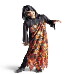 Déguisement enfant Halloween gardien tunique crâne flamme 7/10ans