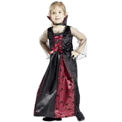 Déguisement enfant Halloween vampire robe noir et rouge 7/10ans