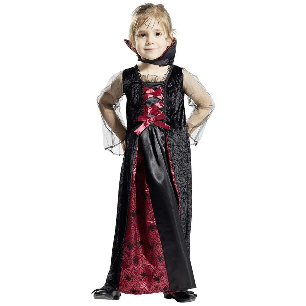 Déguisement enfant Halloween vampire robe noir et rouge 11/14ans