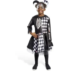 Déguisement enfant Halloween arlequin noir et blanc robe 4/6ans