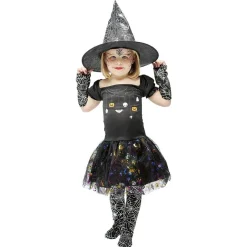 Déguisement enfant Halloween sorcière robe chapeau araignée 3/4ans