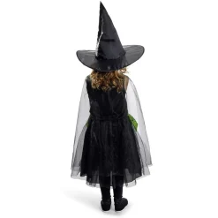 Déguisement enfant Halloween sorcière robe chapeau noir vert 4/6ans