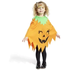 Déguisement enfant Halloween citrouille poncho orange - Taille unique