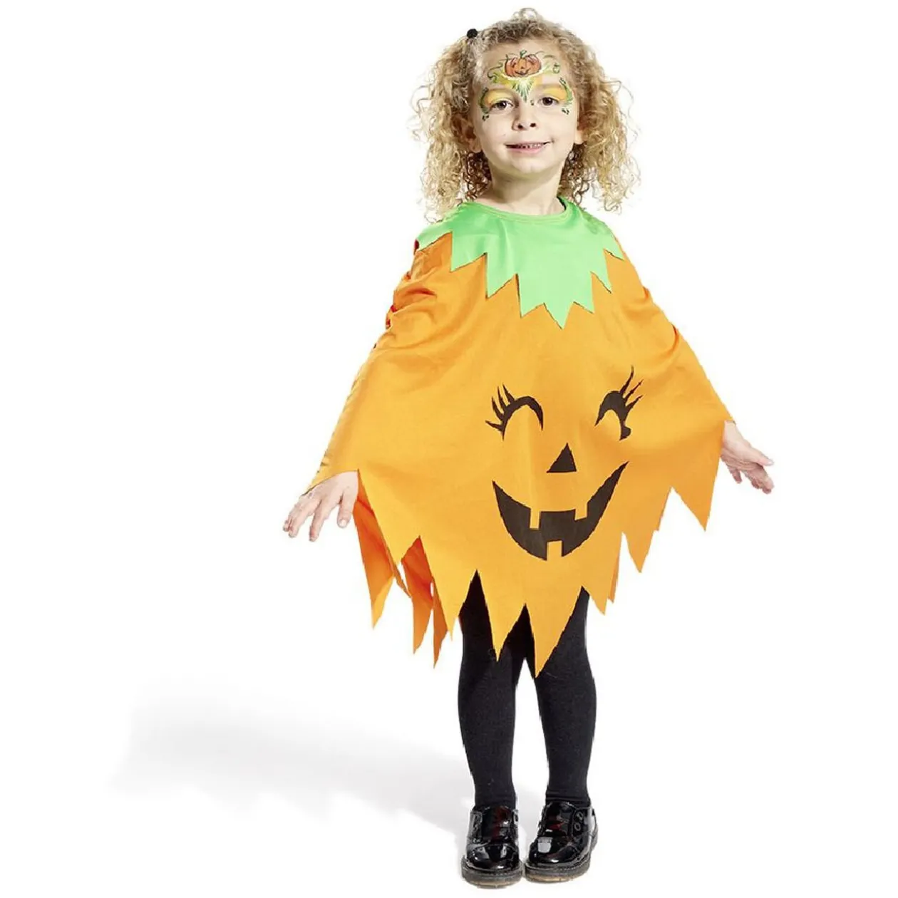 Déguisement enfant Halloween citrouille poncho orange - Taille unique