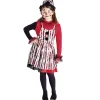 Déguisement enfant Halloween clown robe chapeau rouge noir 7/10ans