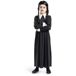 Déguisement enfant Mercredi Addams robe et col 7/10 ans