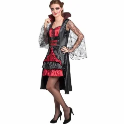 Déguisement femme vampire Halloween rouge noir taille M