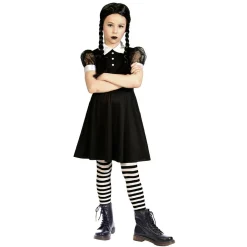 Déguisement fille gothique style Mercredi Addams 7/10 ans