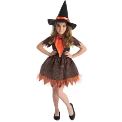 Déguisement fille Halloween sorcière noir et orange 11/14 ans