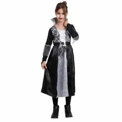Déguisement fille Halloween vampire noir et blanc 11/14 ans