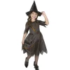 Déguisement fille sorcière Halloween noir orange 7/10 ans