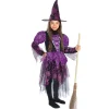 Déguisement fille sorcière Halloween noir violet 7/10 ans