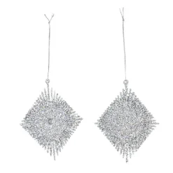 Diamant argenté à suspendre x 2 déco Noël