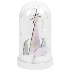 Dôme lumineux 10 LEDs pingouins et ours iridescent Ø11xH20cm