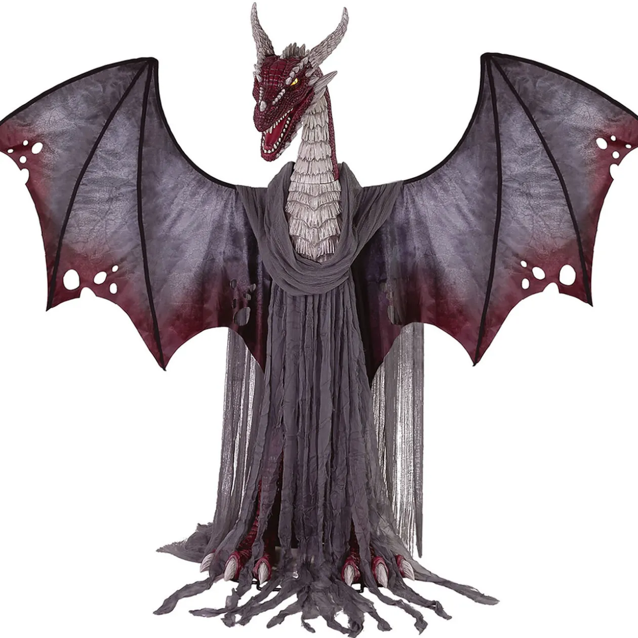 Dragon géant animé et sonore noir et rouge H182cm