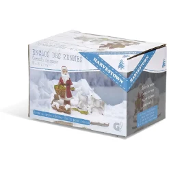 Enclos à rennes avec Père Noël rouge et blanc en résine