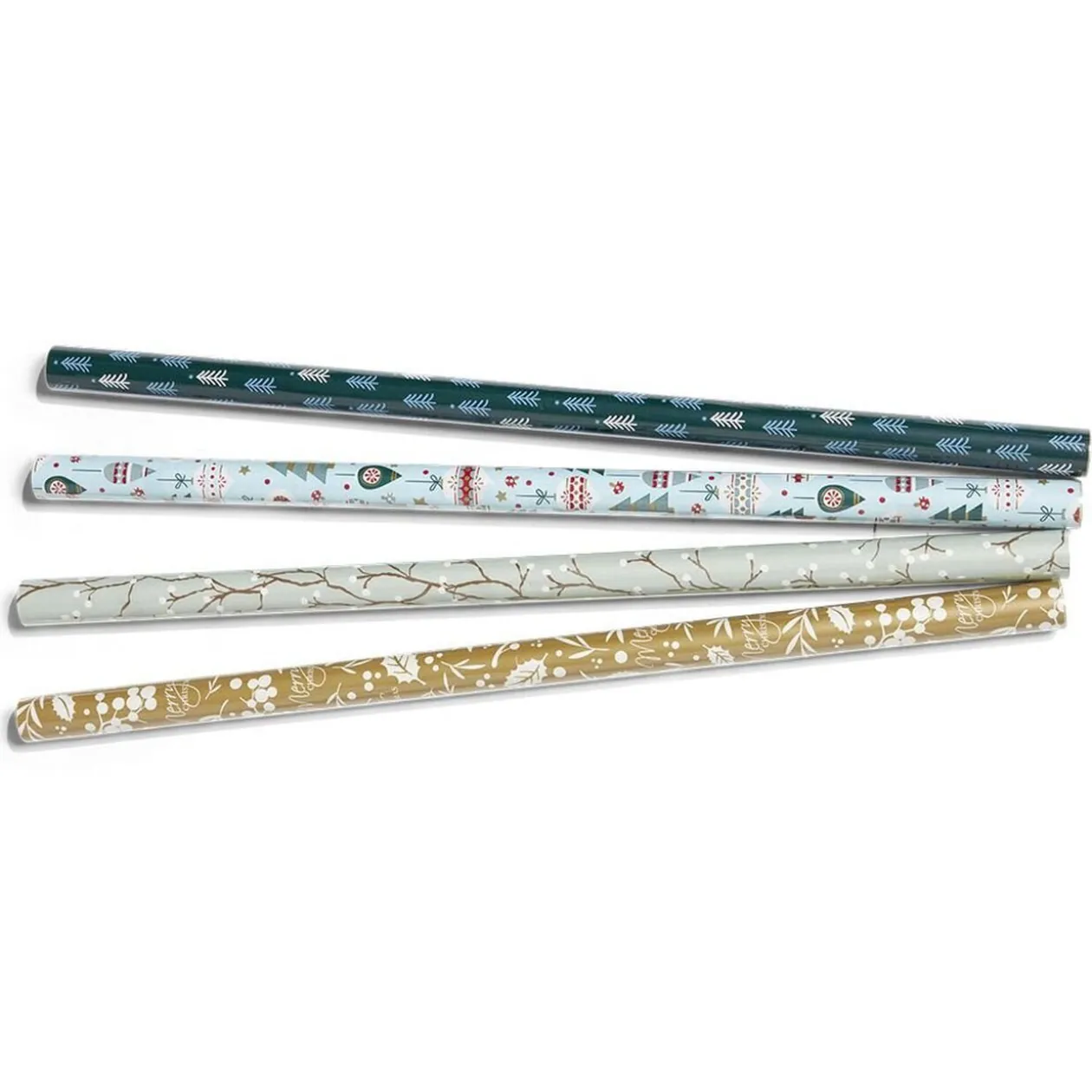 Ensemble papier cadeau Noël 2m x4 avec noeud x7 ruban x2 vert et blanc