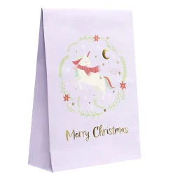 Enveloppe cadeau Noël enfant 6 pochettes 20x28cm licorne ou dinosaure