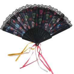 Eventail calavera crâne mexicain day of the dead