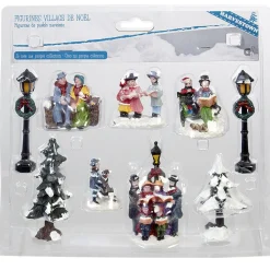 Figurine de Noël pour village miniature x9