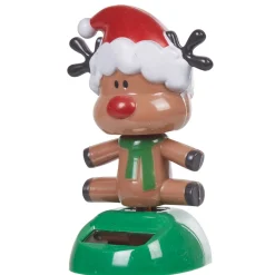 Figurine solaire Noël renne à bonnet