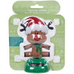 Figurine solaire Noël renne à bonnet