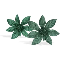 Fleur avec paillettes à clipser x 2 déco Noël