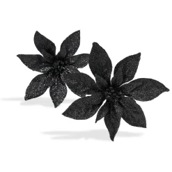 Fleur avec paillettes à clipser x 2 déco Noël