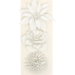 Fleur blanche à paillettes à suspendre Noël x3