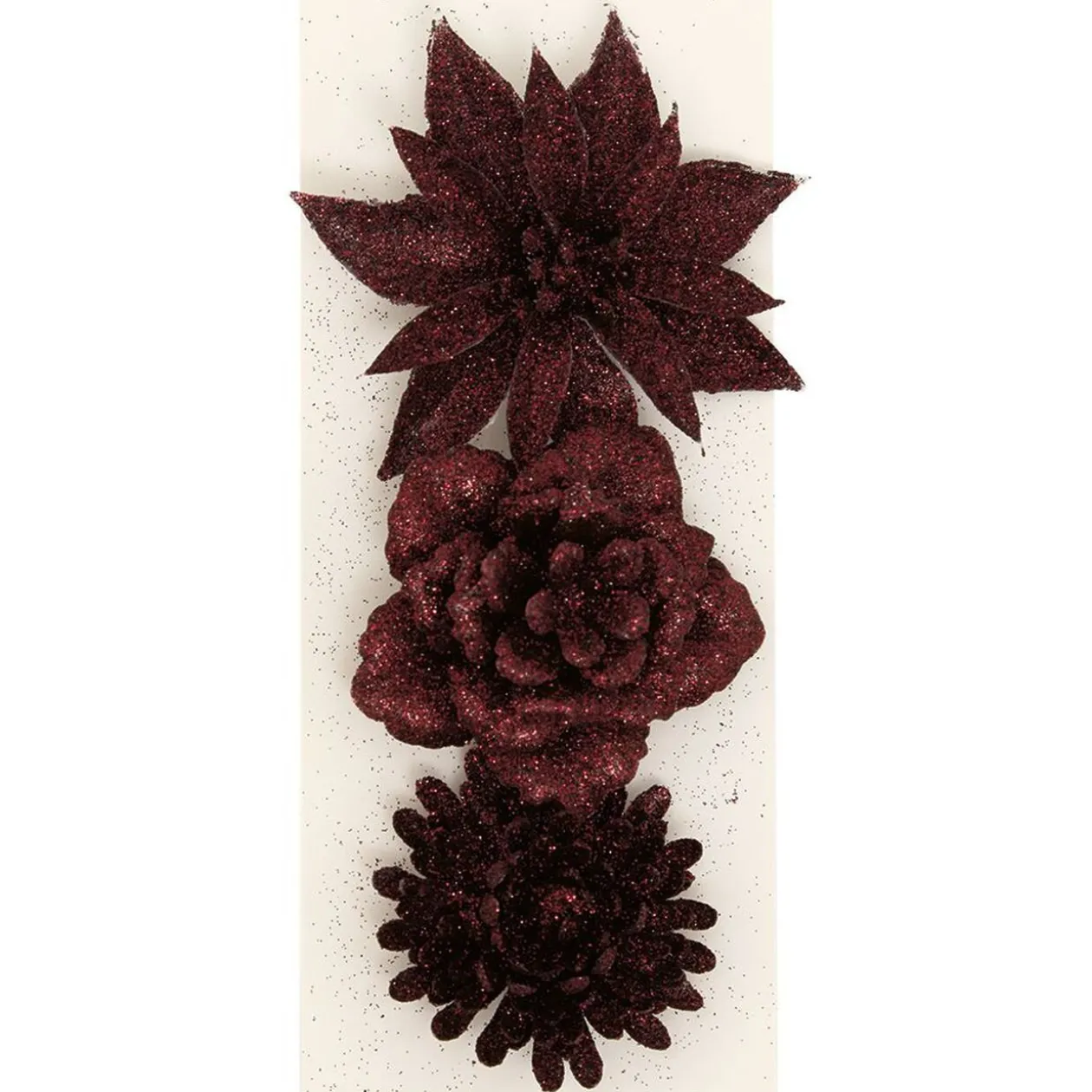 Fleur rouge à paillettes à suspendre Noël x3