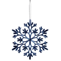 Flocon à suspendre brillant bleu ou blanc Ø10cm