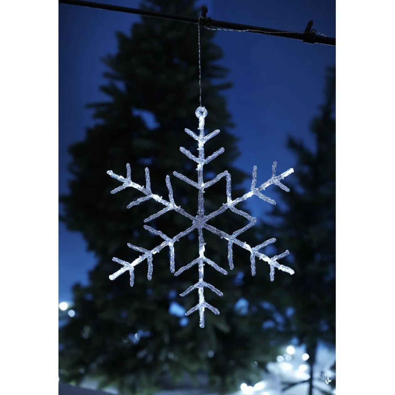 Flocon lumineux solaire blanc fixe